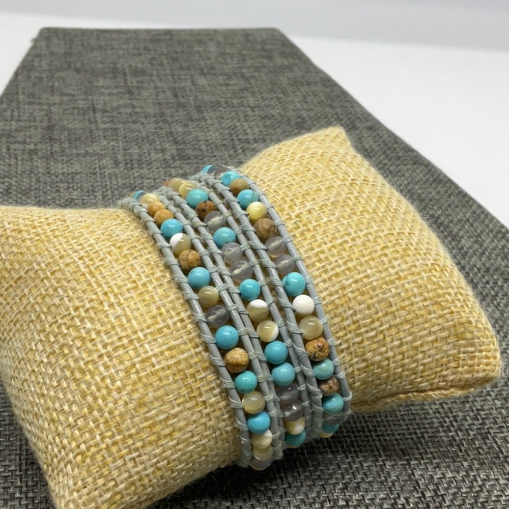 Victoria Emerson Light Blue Beaded Wrap Bracelet - Picture 2 of 4